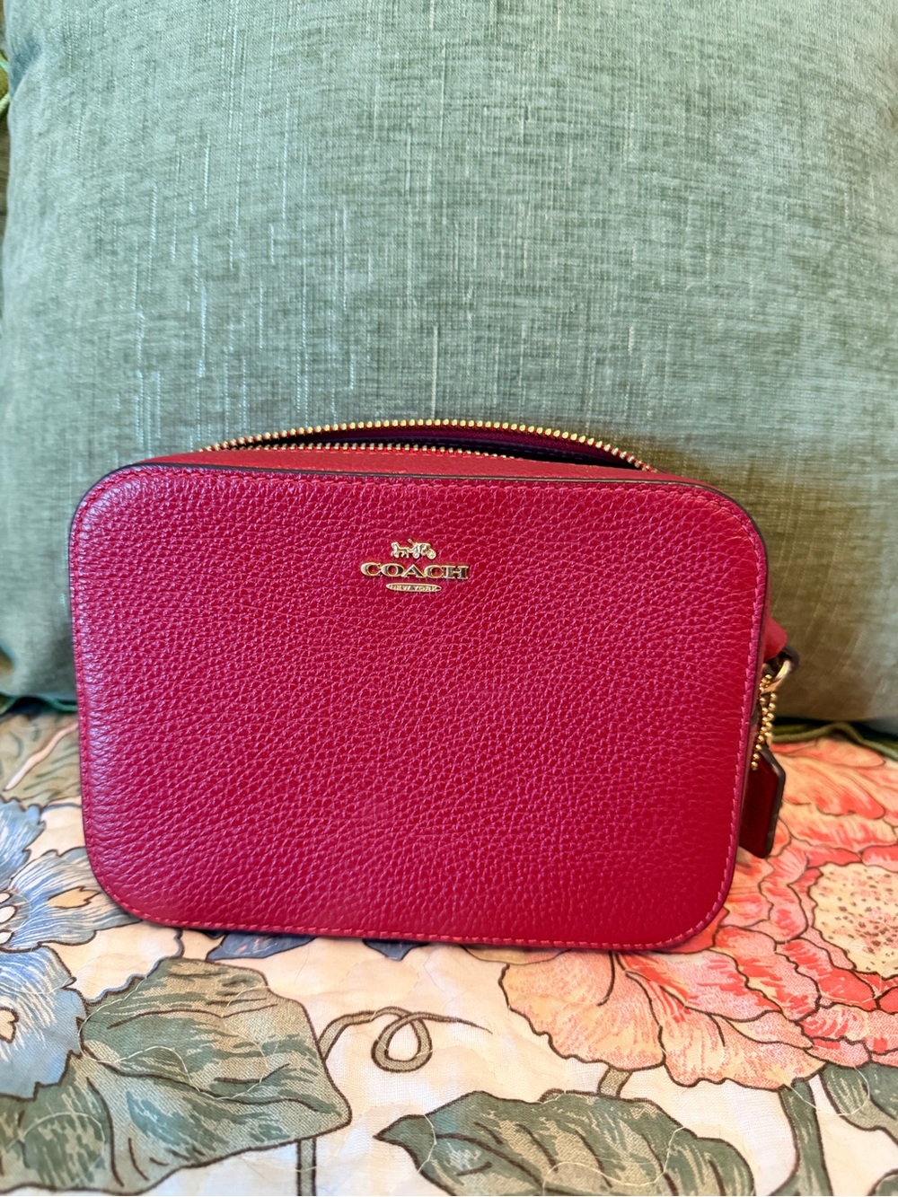 Coach Pebbled Leather Crossbody in Red